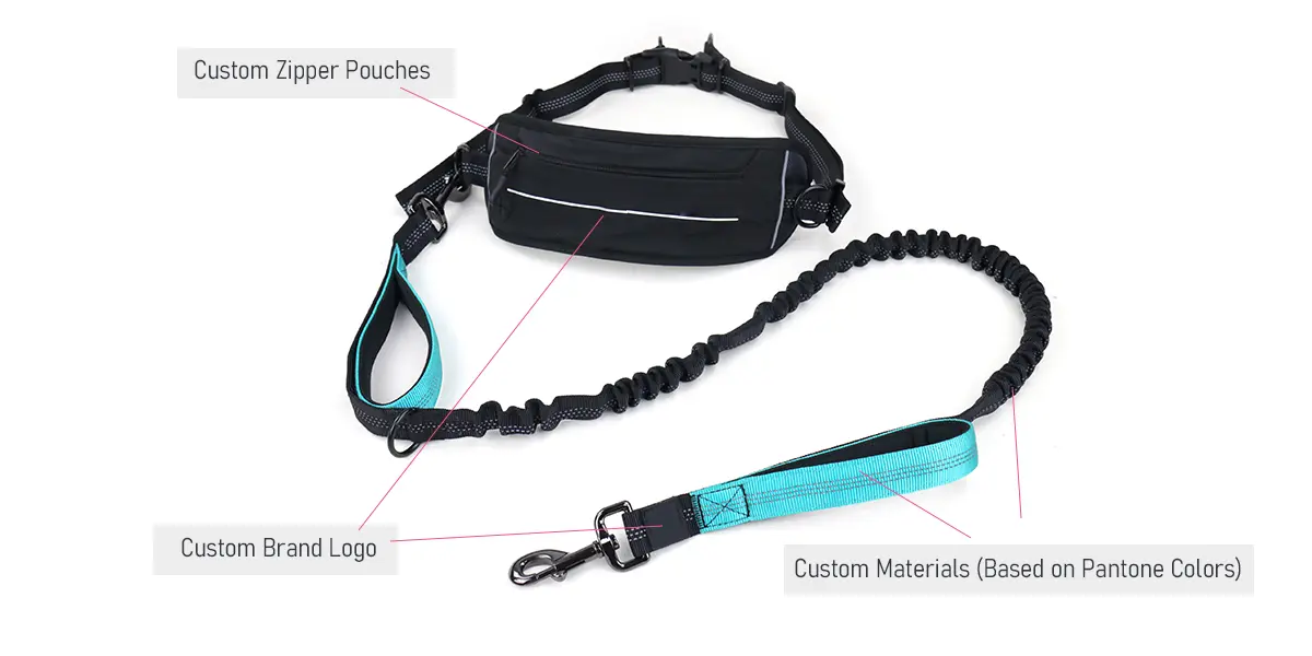 hands free dog leash with zipper pouch