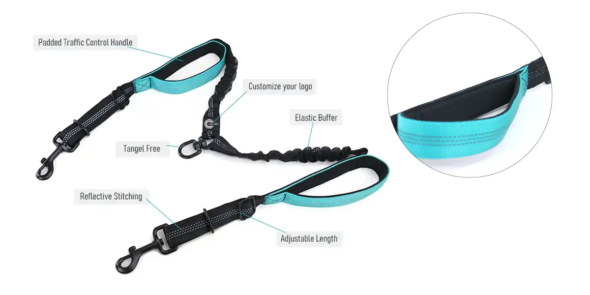 dual dog leash with tangle free swivel
