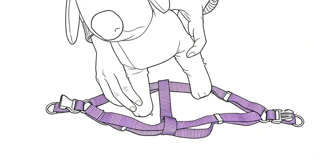 how to put on step in dog harness​